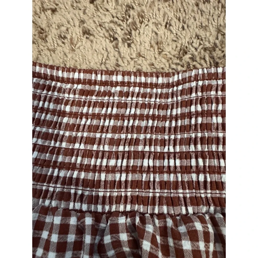 Sienna Sky Skort Women's Brown Gingham Pull On Elastic Waist Size Medium